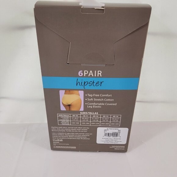 Secret Treasures Women’s Cotton Stretch 6 Pack Hipster Panties – Size 4X NEW - Picture 10 of 13